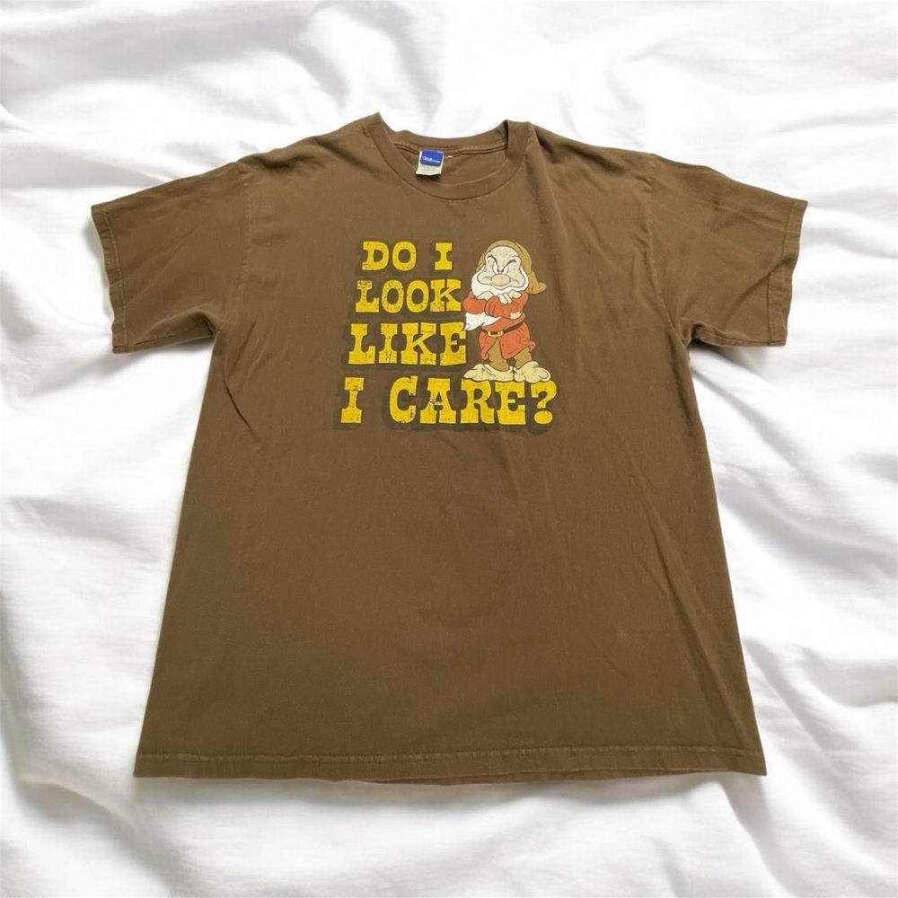 Disney Grumpy Men’s T-Shirt Snow White Seven Dwarfs Brown Size XL